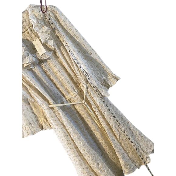 Tory Burch Jasmine Metallic Ruffle Dress 2 Piece with Slip in Ivory & Gold - Picture 3 of 10